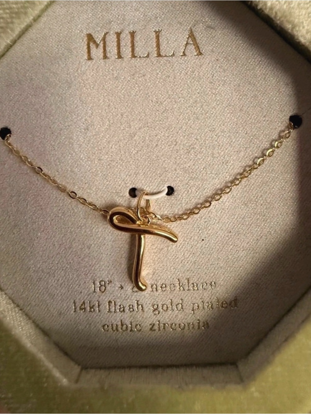 Millau Gold Script 'T' Initial Necklace